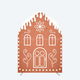 Lofaris Gingerbread House Barn Door Arch Backdrop Christmas Candy Themed Party Decor Holiday Photography Background